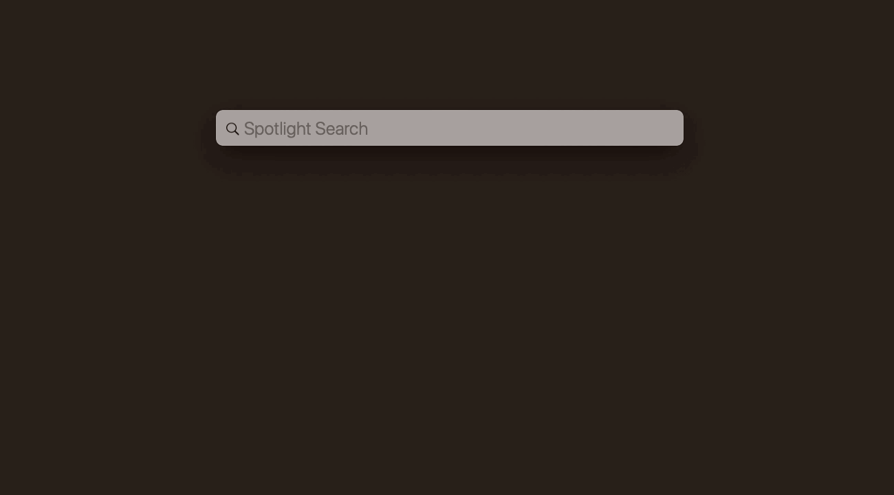 Bewegte Bildaufnahme einer Spotlight-Suche. Suchwort: Terminal